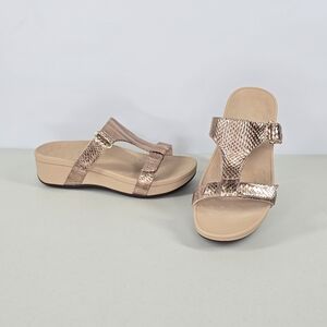 Vionic Pacific Ellie Metallic Snake T Strap Comfort Sandals Size 6